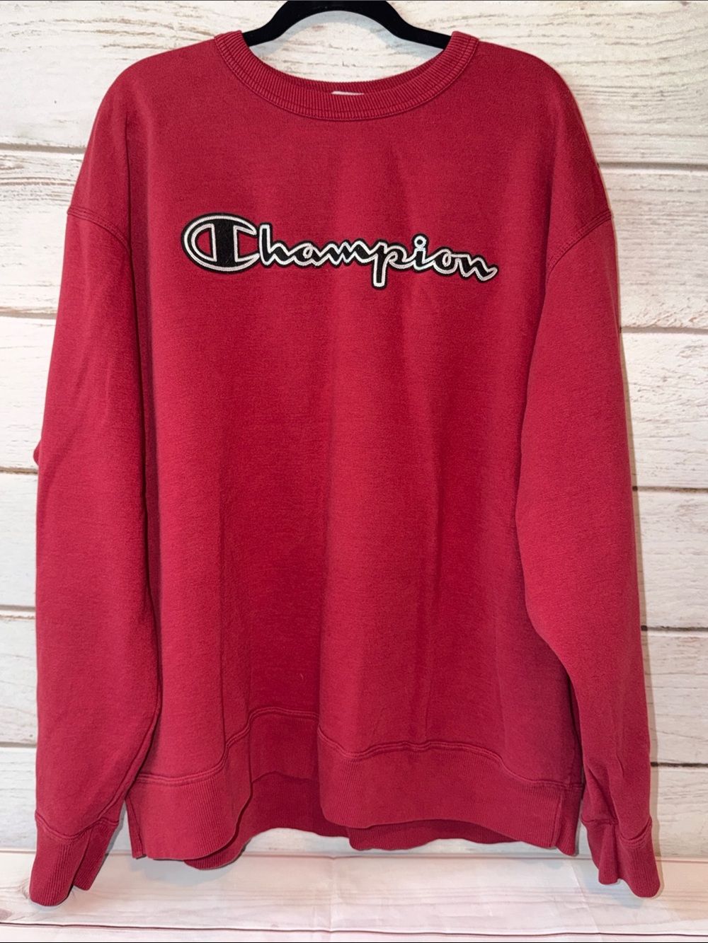 Champion XXL Red Script Logo Crewneck Sweatshirt Oversized Vintage Y2K